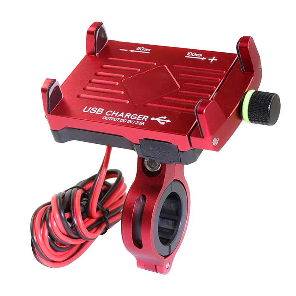 

Motorcycle Phone Holder Aviation Aluminum Alloy Red 60-100Mm Telescopic Ip66 Waterproof Fast Charging Usb Built-In Switch