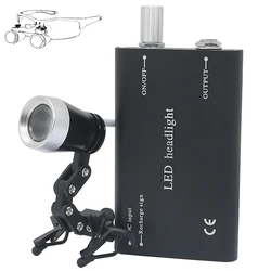 LED Dental Headlight Medical Head Lamp Adjustable Brightness for Dentist Loupe with Eyeglasses Clip with Rechargeable Battery