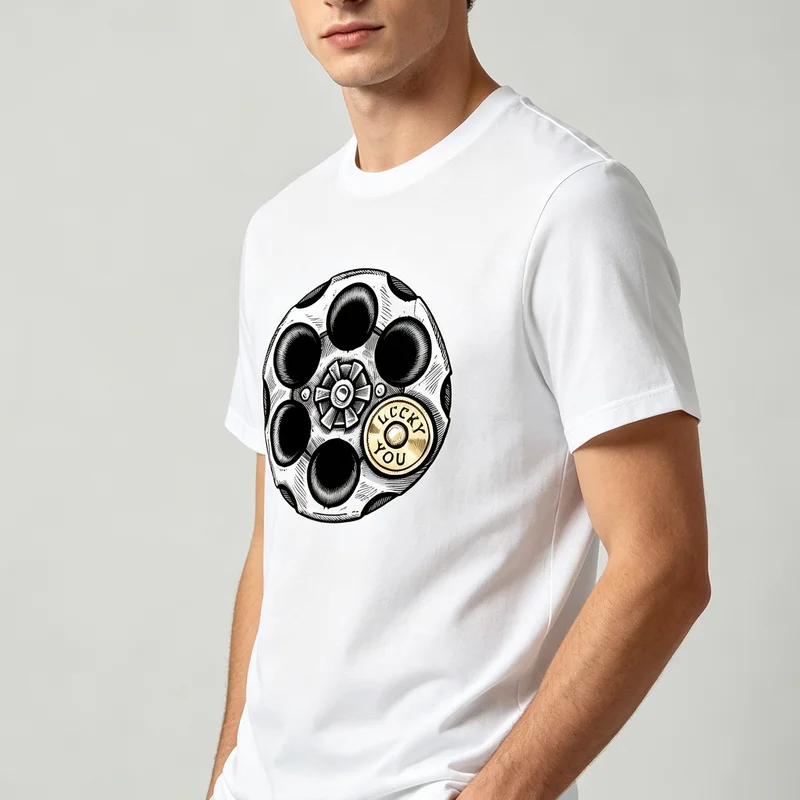 Lucky You Revolver Bullet T-Shirt Sarcastic Gamble Graphic Print Men Women Casual Cotton Streetwear Tops Western Novelty Tee
