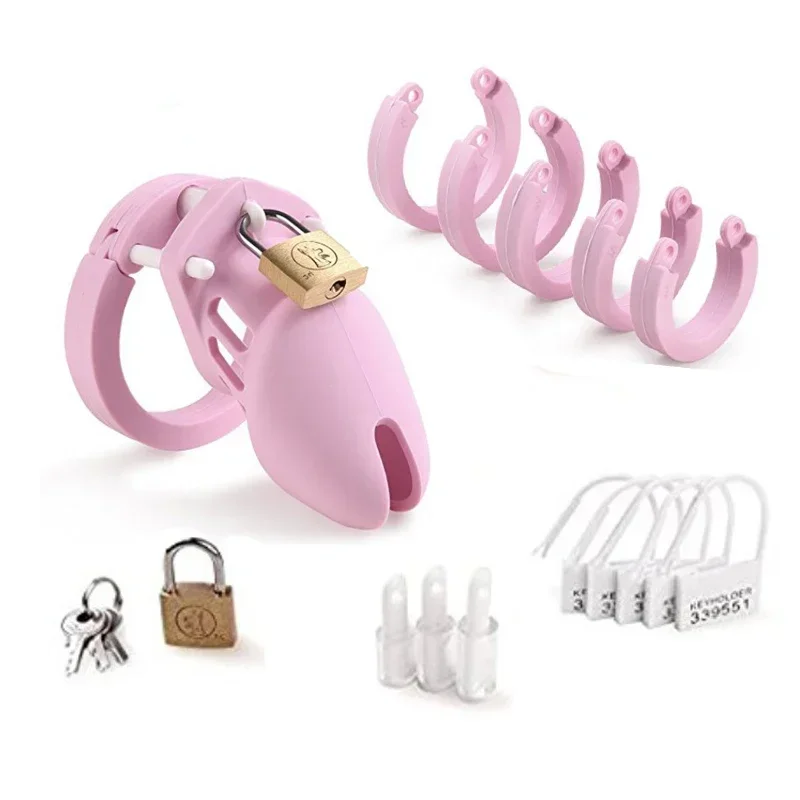 Sex Shop Male Chastity Cock Cages n Penis Belt Lock With 5 Size Penis Rings With Cage Gay Device Chastity Lock 2