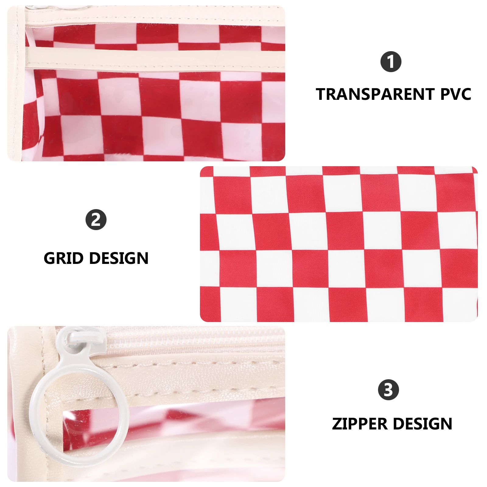 

School Pencil Bag Checkerboard Case Organizer Students Practical Stationery Pouch