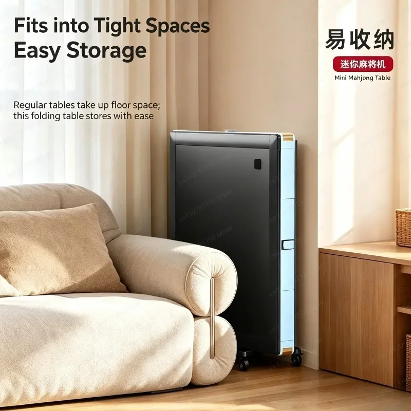 2-in-1 Dining & Mahjong Double-Fold Table, Automatic Silent Electric Shuffler with Dual-Mode Low Noise Tech