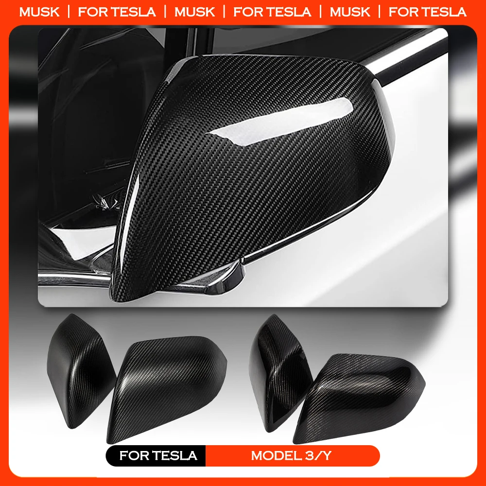 

Real Carbon Fiber Car Side Door Mirror Cover For Tesla Model 3 Model Y 2017-2023 Auto Exterior Accessories Sides Rearview Cover