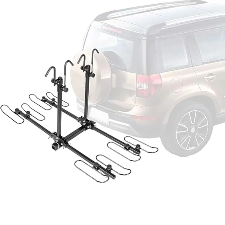 

Складной велосипедный багажник в стиле платформы для легковых автомобилей, грузовиков, внедорожников с 2 приемниками сцепного устройства, вмещает до 4 велосипедов, емкость с полной нагрузкой 200 фунтов