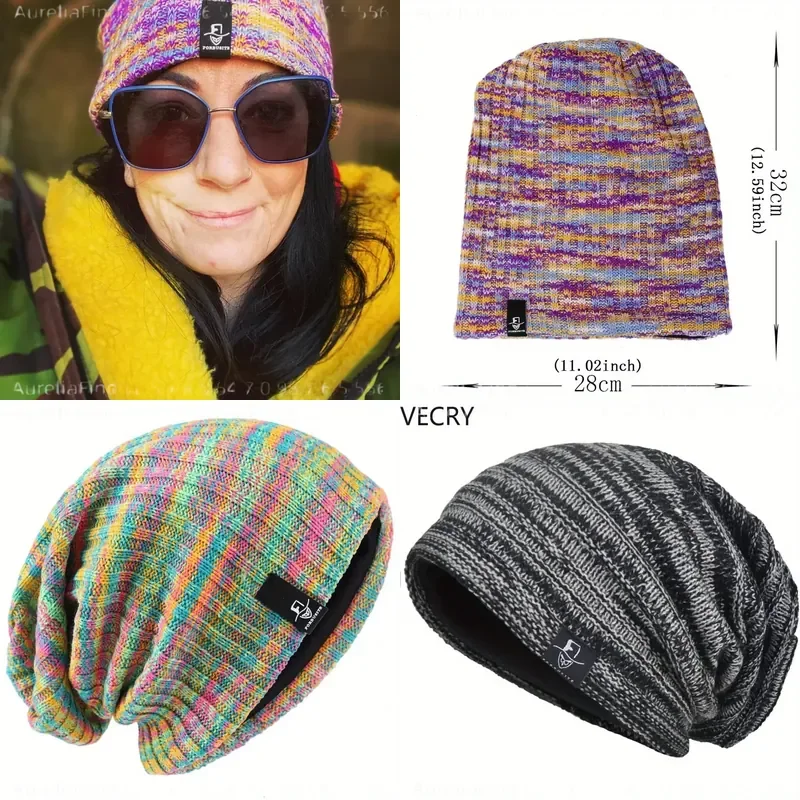 Women Slouchy Beanie Ribbed Baggy Skull Cap Turban Hat for Winter Summer Soft Stretchy Knit Headwear Casual Daily Wear