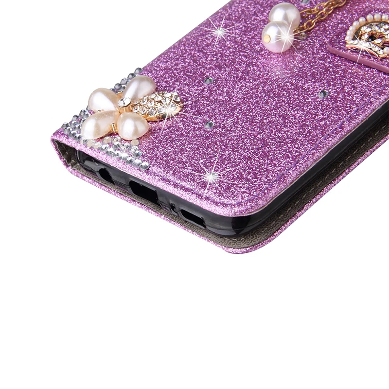 بريق المحفظة فراشة الحال بالنسبة لسامسونج S10 S20 زائد S9 A51 A52 A53 A71 A72 A73 A50 A70 A22 A23 A06 A25 A32 A05 S A31 A33