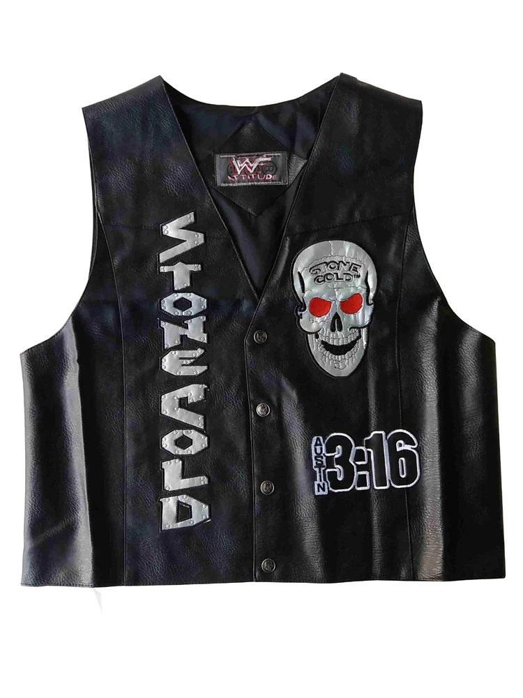 WWF WHOOP ASS 100% SOB Stone Cold Steve Austin 316 Smoking Skull Weste Attitude Era Neue Vintage Merchandise Sammlerstück – Detail 1