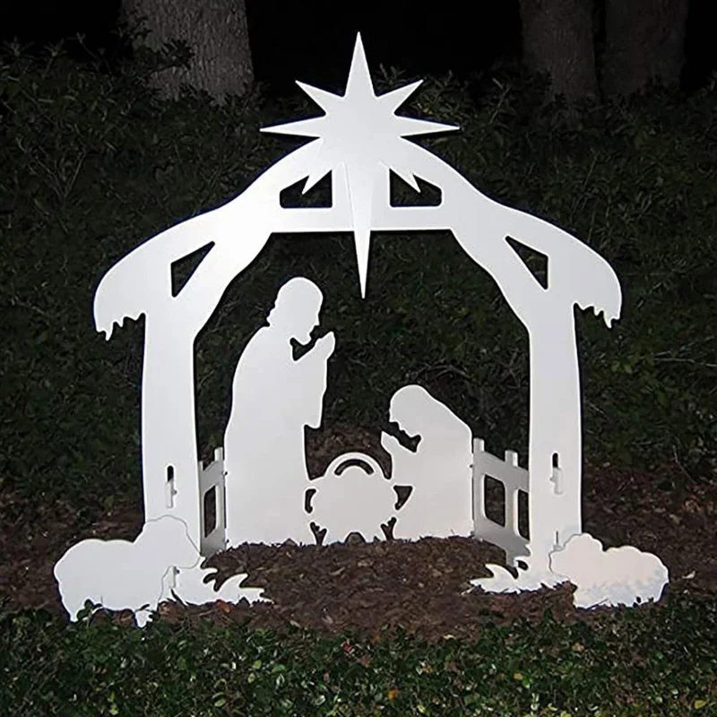 Christmas Jesus Inserting Card Plastic Board Holy Family Nativity Scene Yard Ornaments Outdoor Grass Garden Decor Supplies