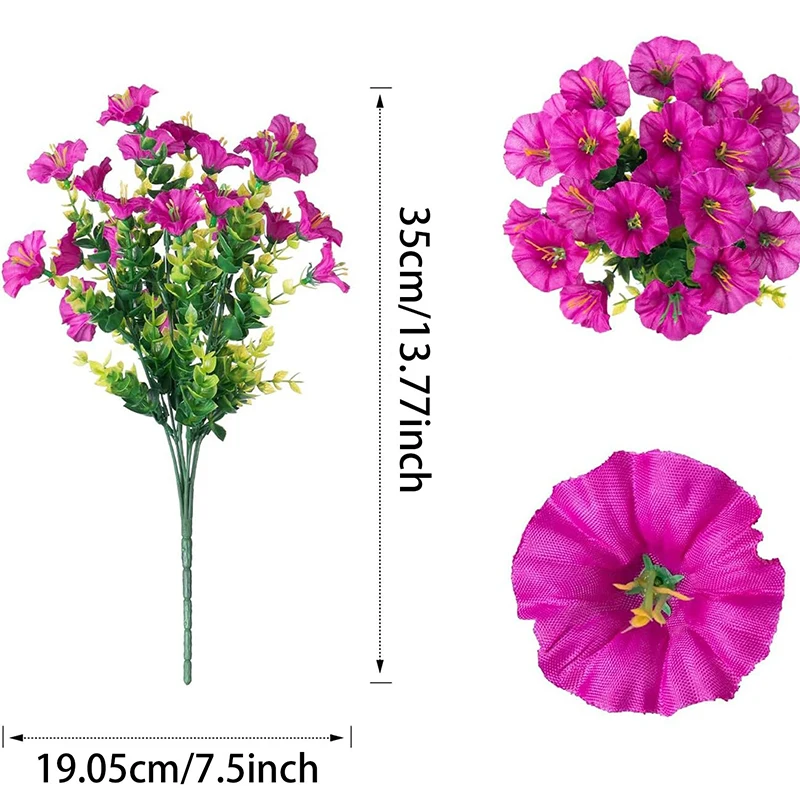 35 cm künstliche gefälschte Seide Morning Glory Blume grüne Eukalyptuspflanze UV-Schutz für Veranda Hof Garten Sommer Home Decor – Detail 11