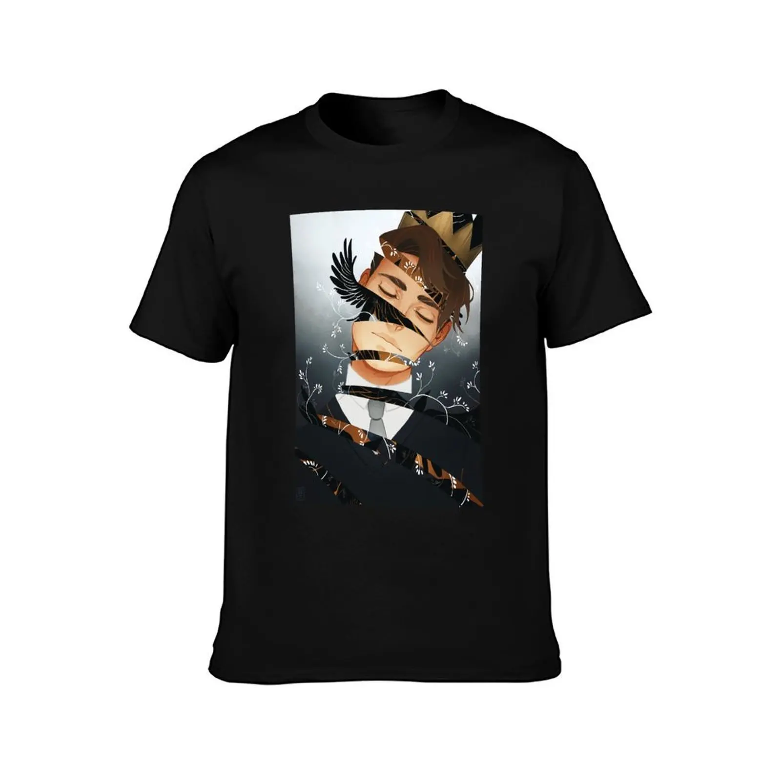 The Raven King T-Shirt, Summer Casual Cotton Tee, Oversized Streetwear Tops, Vintage Graphic Print, Loose Fit Short Sleeve