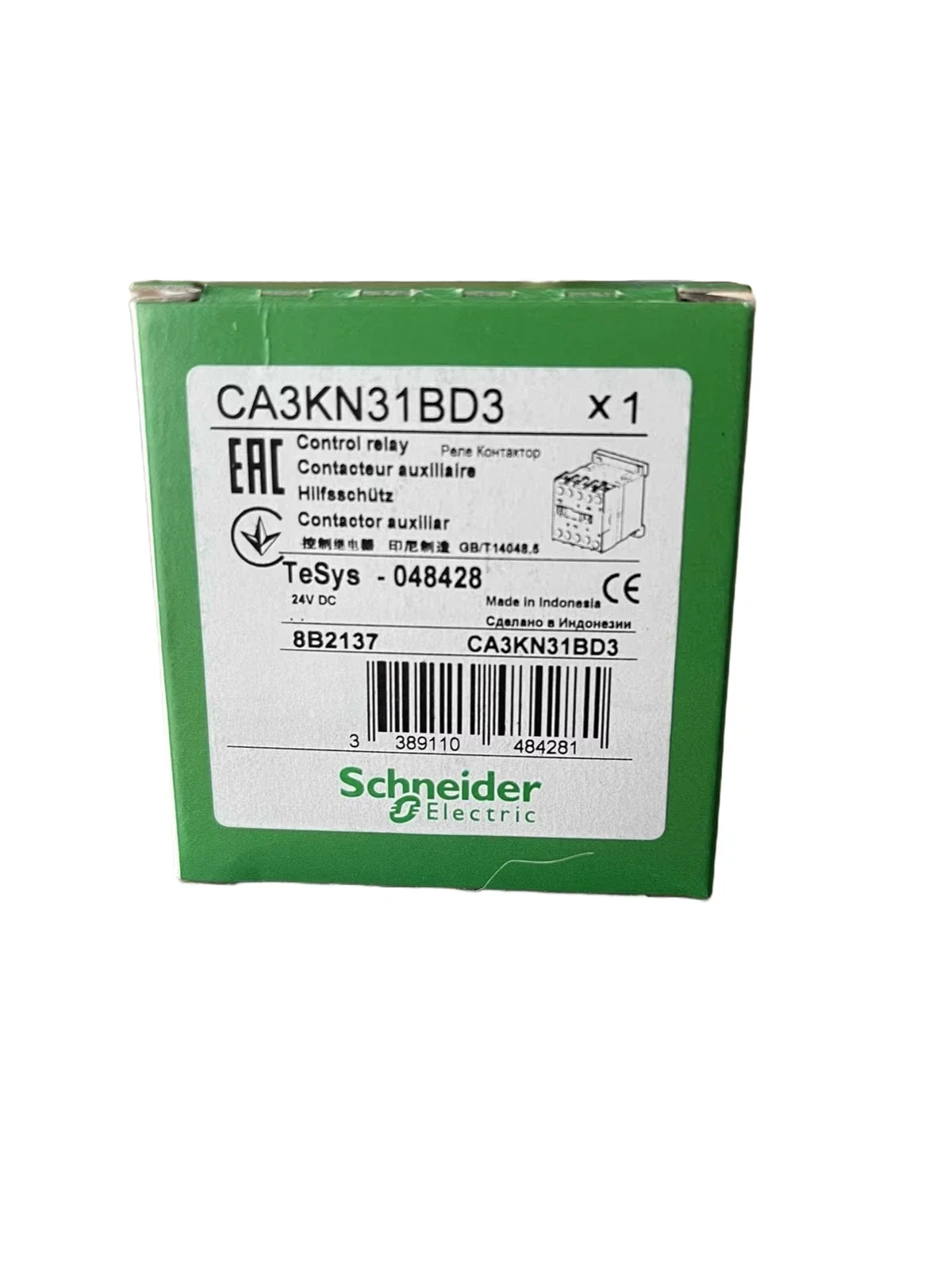 CA3KN31BD3 control relay 4P(3NO+1NC), 690V, 24V DC coil,screw terminal