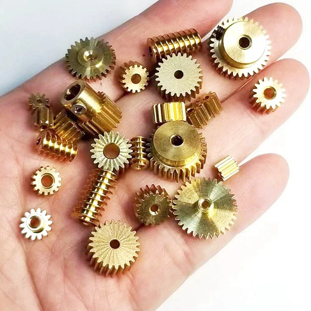 0.5M Matched Meshing Koperen Gear Worm 8 9 10 12 14 15 16 20 24 Tanden Cilindrische Tandwiel DIY Model