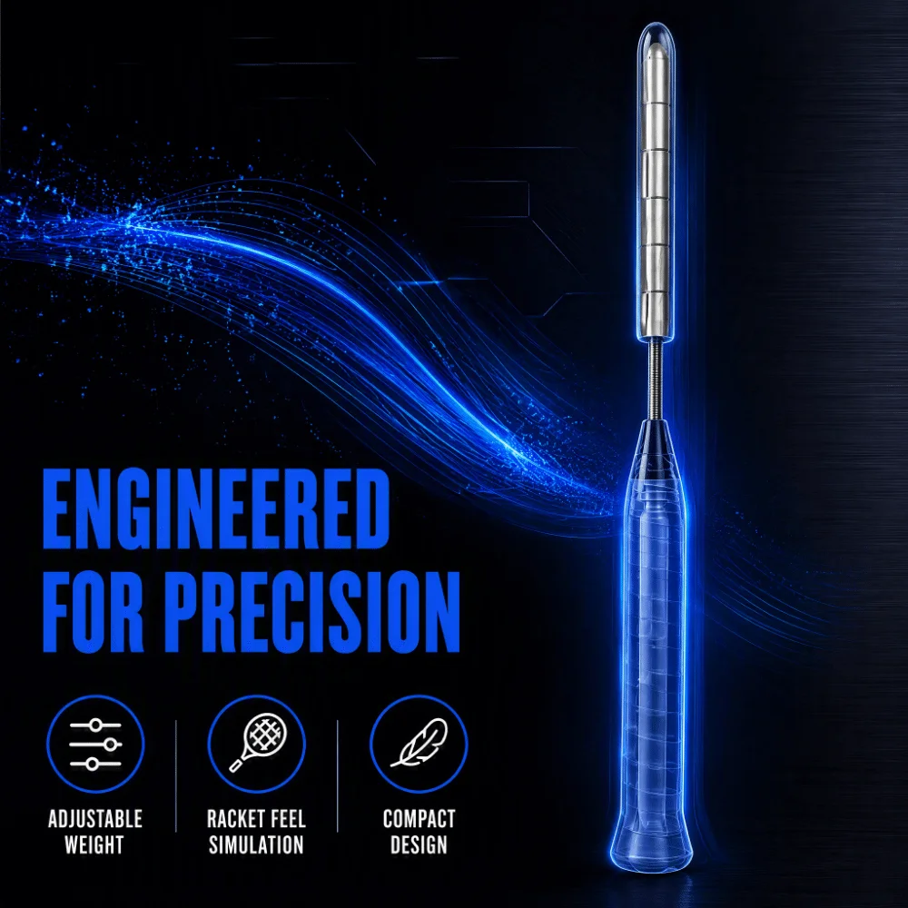 Stainless Steel Badminton Racket Swing Trainer Weight Block Rod Blue Badminton Training Racket Detachable Weight