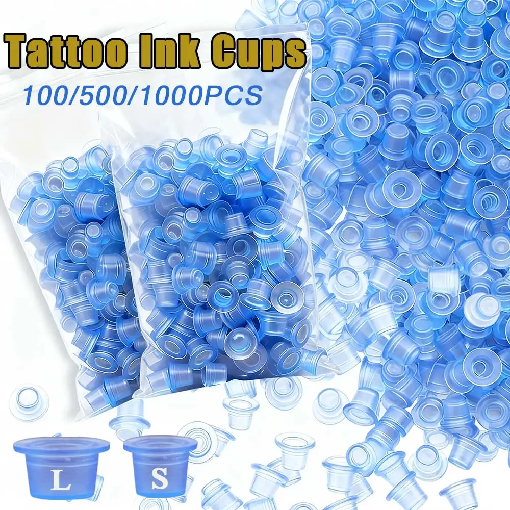 

1000/500/100PCS Silicone Disposable Tattoo Ink Cups Small Large Size Pigment Container Caps Permanent Tattoo Makeup Supply