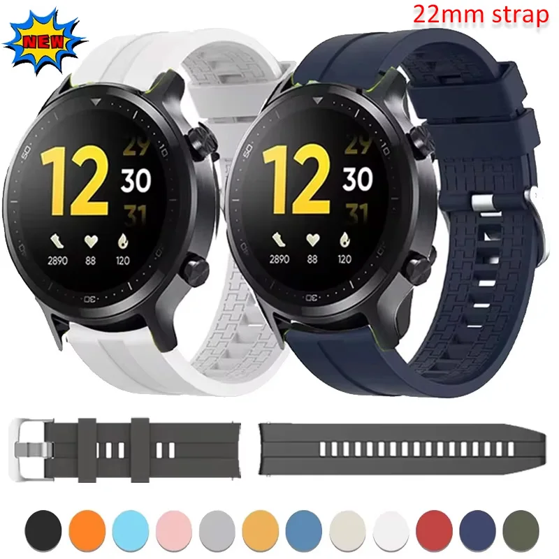 Bracelet en Silicone souple de 22mm pour Realme Watch 2 2Pro S S Pro, Bracelet de montre de Sport pour Realme Watch 3 3 Pro, Correa