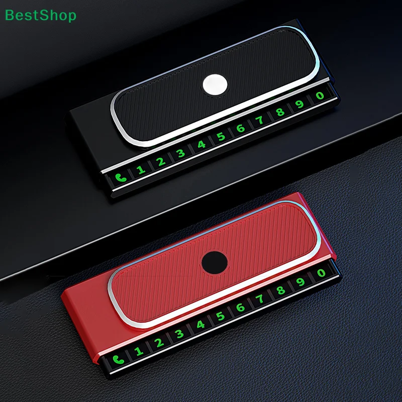 ♤Luminous Flip-Cover Parking Number Card, Privacy Protection Temporary Car Phone Number Plate with Sliding Hidden Cover
