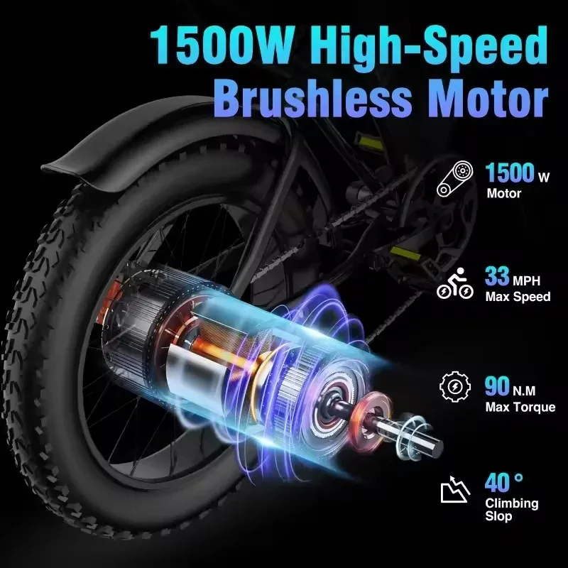 Two Wheels Electric Bike 2000W Motor 52V40AH Battery Outdoor Commuting Electric Bicycle 20*4.0 Fat Tire Mountain Electric Bike