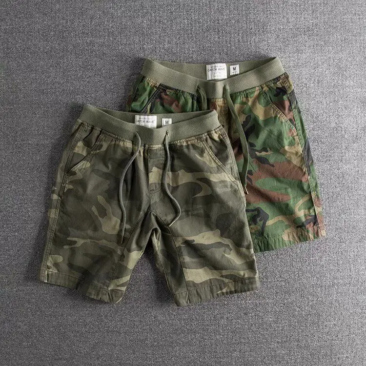 Comfortable Camouflage Workwear Shorts Men's Sporty Versatile Beach Pants Five-Quarter Length Casual Loose Fit Citywalk Shorts