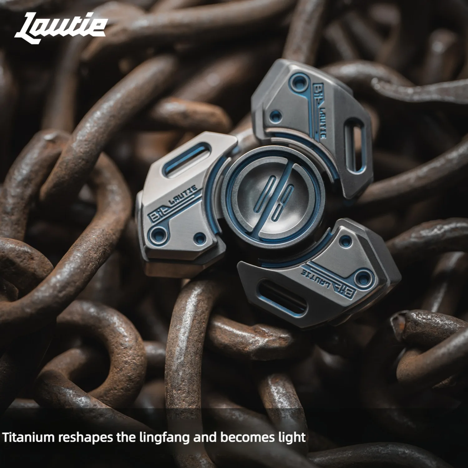 (予約注文) Lautie BIT09 三枚刃磁気オープンシェルチタン合金フィジェットスピナー、高金属デスクトップストレス解消おもちゃ