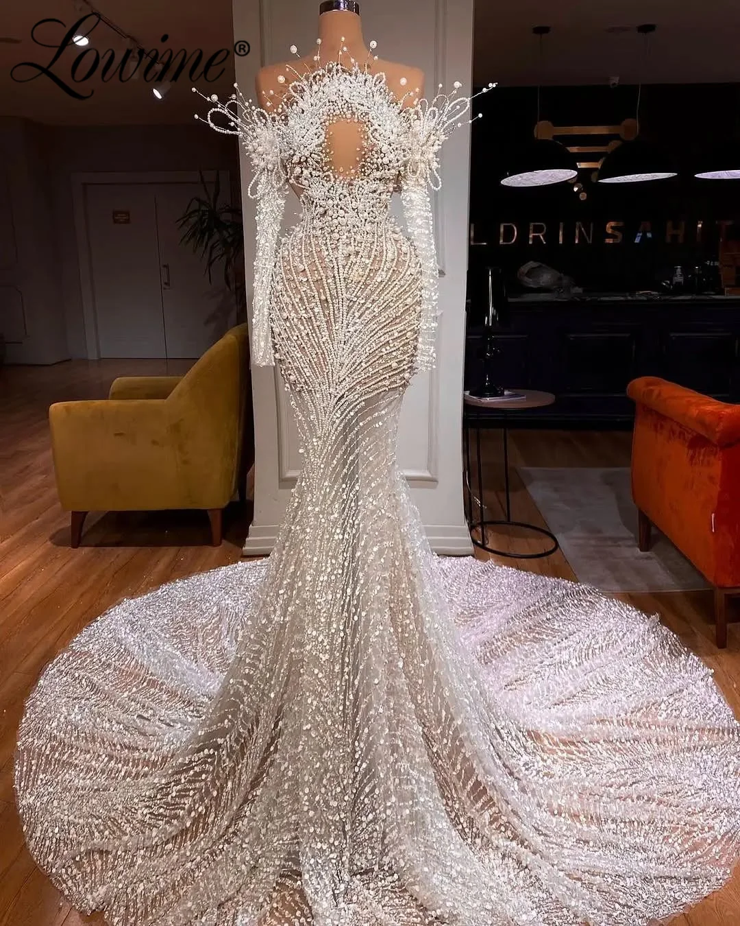 

Длинные платья для выпускного вечера с жемчугом и русалкой, роскошные платья для выпускного вечера знаменитостей с тяжелыми бисером, арабские свадебные платья для помолвки