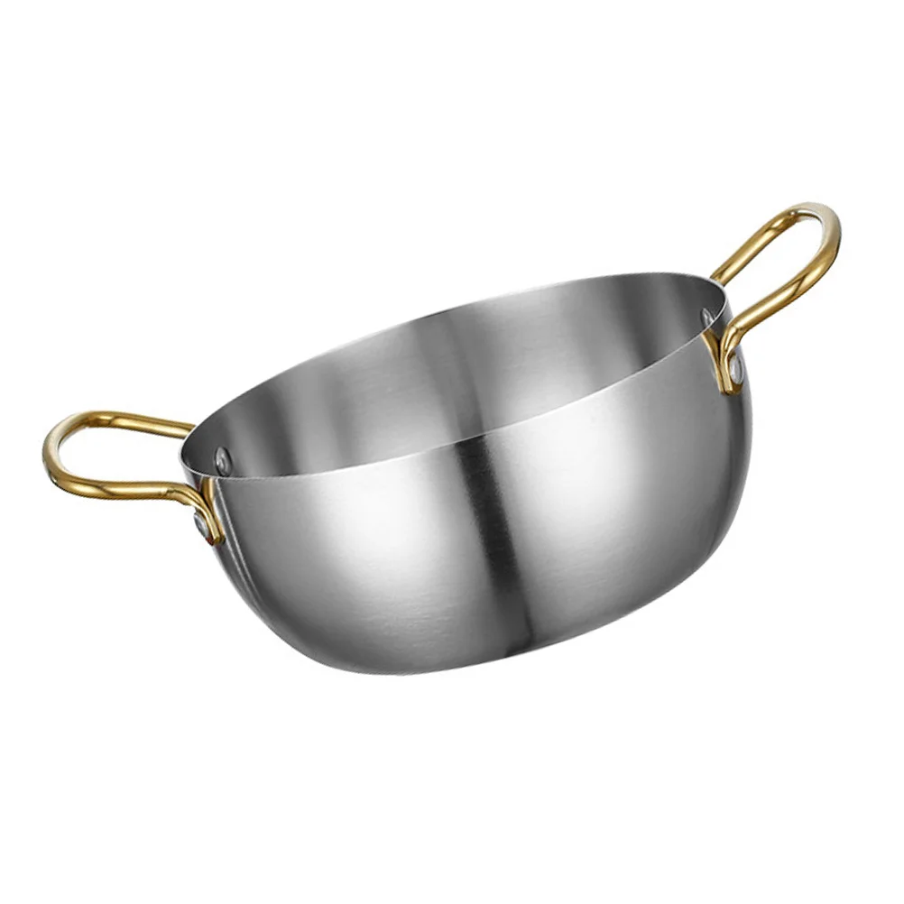 

1pc Stainless Steel Ramen Pot 2 Handles Soup Noodle Cookware For Induction Stove Portable Kitchen Supply Multi-Functional