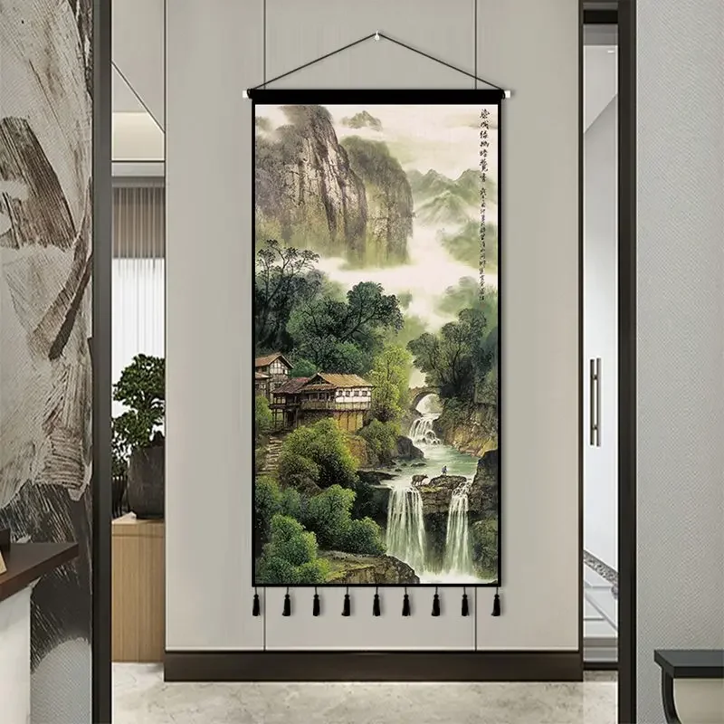 

Chinese Style Landscape Scroll Paintings Retro Room Decor Aesthetic Posters Tapestry Wall Art Hanging House Decoration