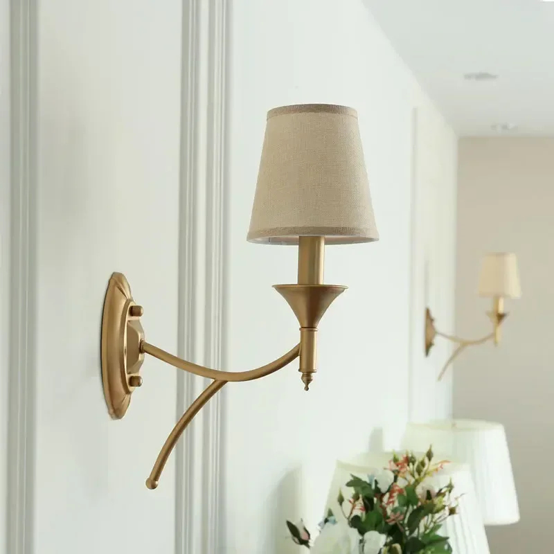 

Wall LamP New American Bedroom Bedside Wall Lamp Living Room Simple Country Wrought Iron Staircase Corridor Lamps