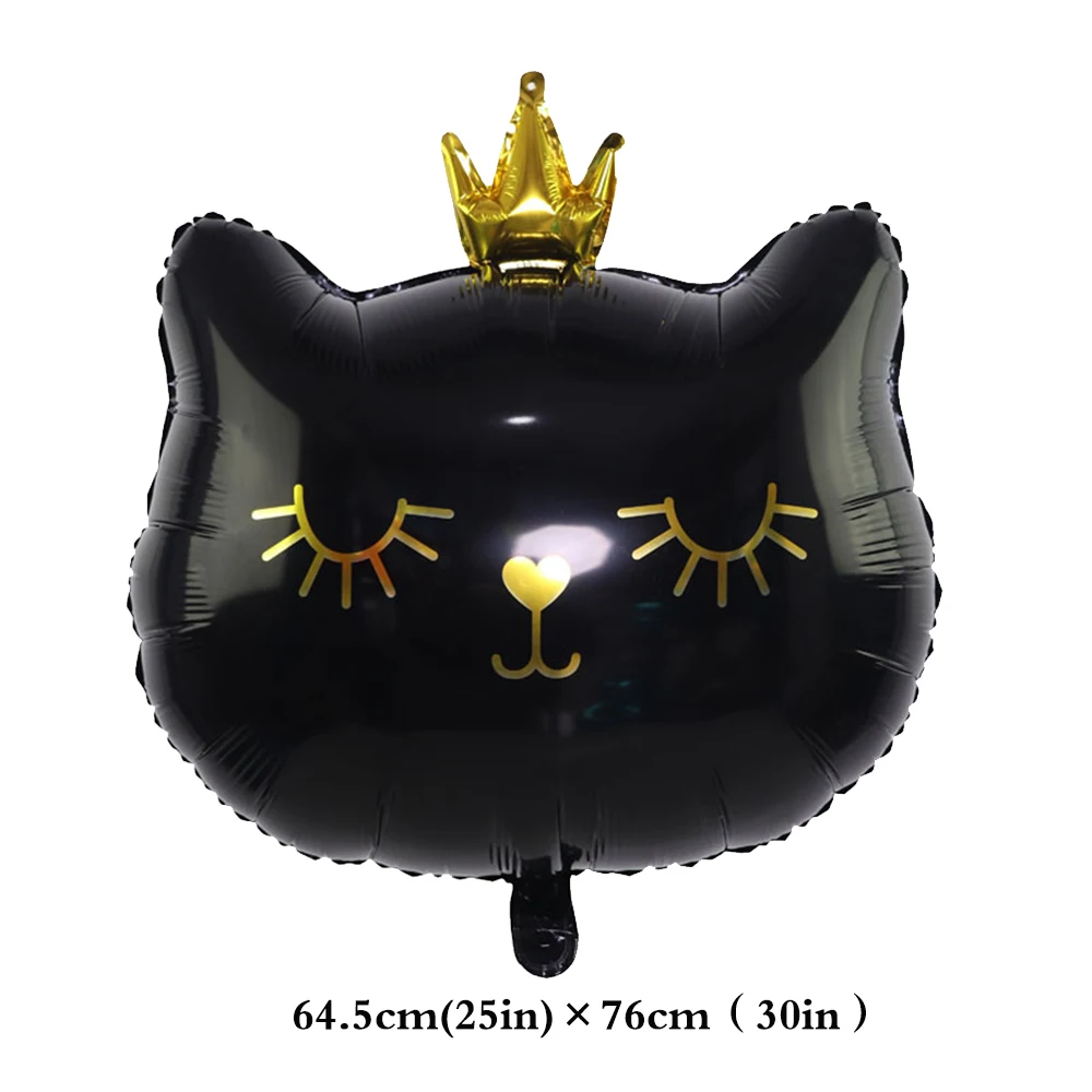 2/4 Stück Rosa Kronen-Katzen-Folienballon Niedlicher Cartoon Schwarzer Miau Haustier-Ballon Katzen-Tier-Party Geburtstagsdekoration Baby-Shower-Zubehör – Detail 4