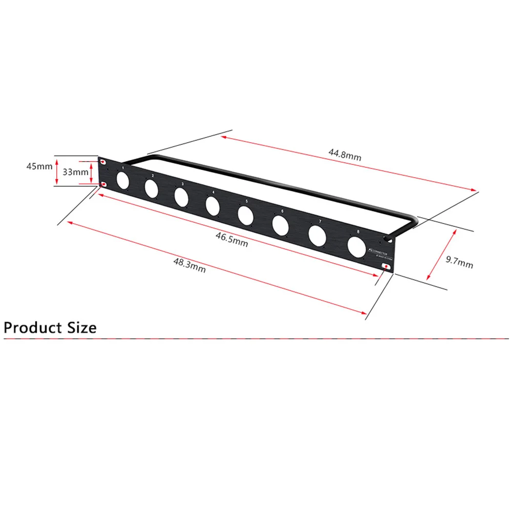 Montagem em painel XLR MIC Macho Soquete para XLR Macho Cabo de Extensão de Áudio Personalizado 8 Vias, 1U Gabinete, Rack Jumper XLR