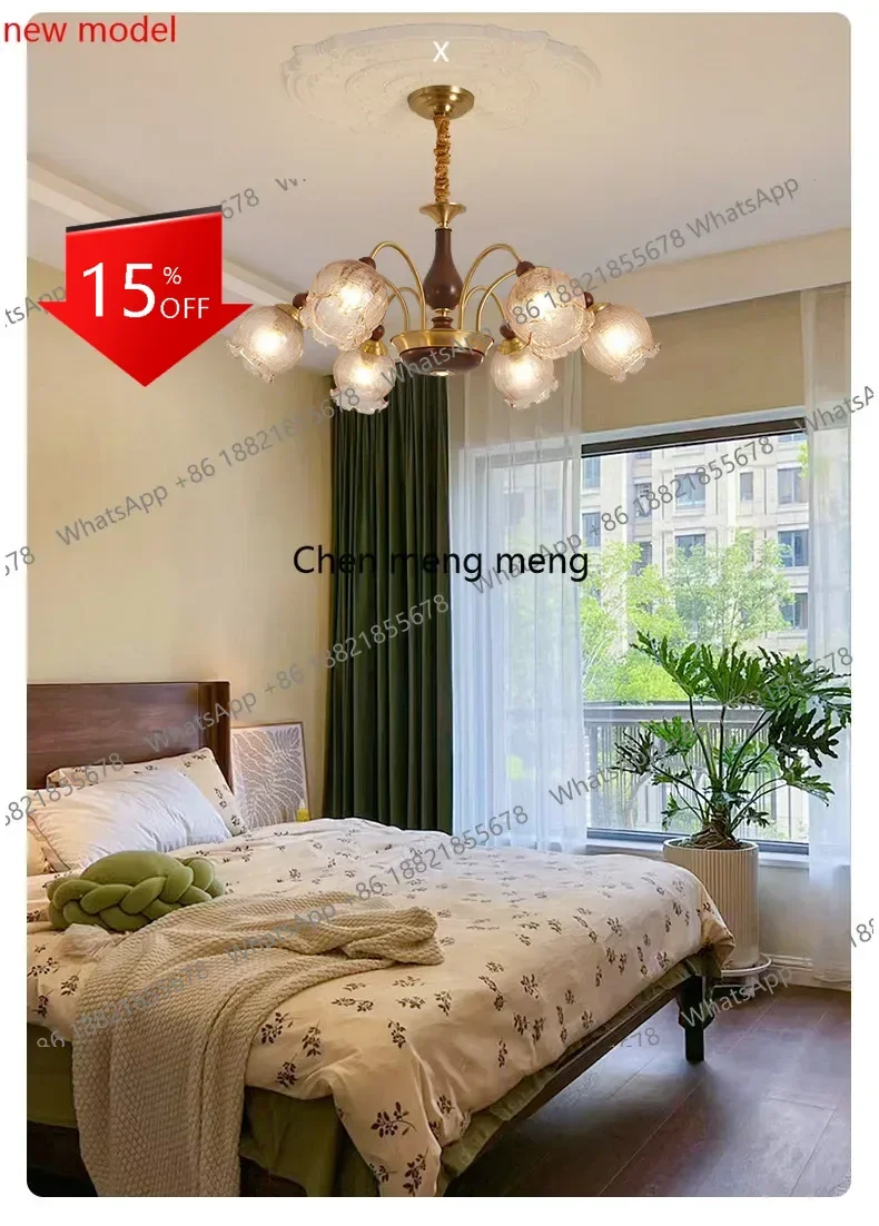 Asmt49 Living room chandelier Retro high-end sense Bedroom dining room full-spectrum flower chandelier