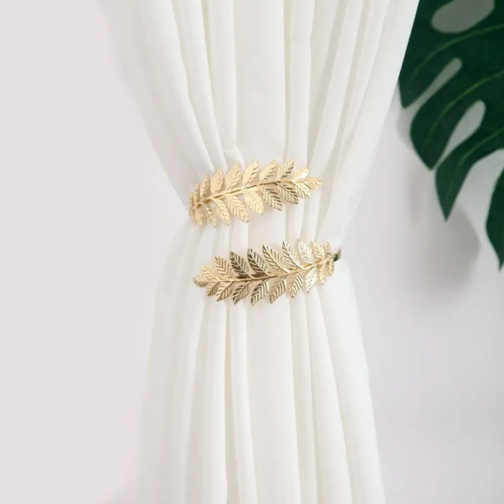Leaf Shape Metal Curtain Tiebacks Buckle Clip Adjustable Clip Curtain Pull Hook Vintage Style Curtain Holder Clips Home Decor
