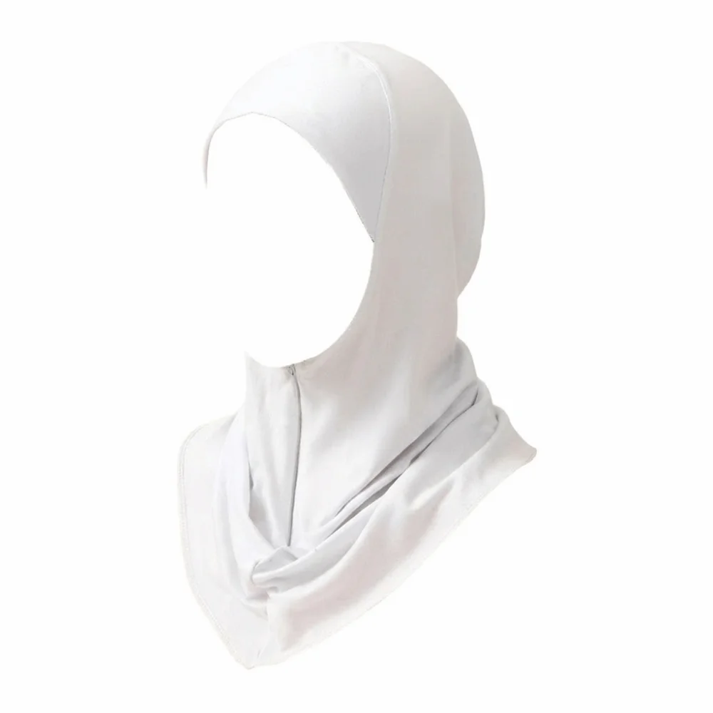 New Polyester Instant Cap Hijab Elastic Soft Inner Cap Solid Color Hidden Zipper Underscarf Women