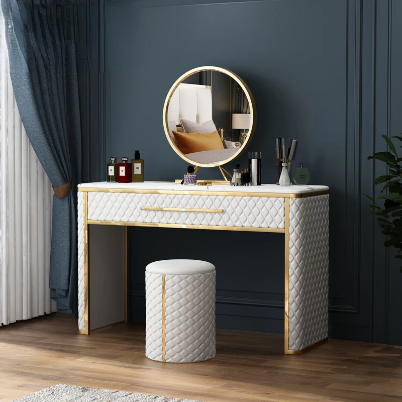 

Luxury Makeup Table American Style Internet Celebrity Ins Style Bedroom Dresser Modern Minimalist Dressing Table Post-Modern