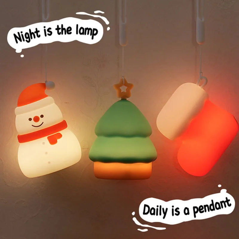 Weihnachten Cartoon Nachtlicht 7 Farbwechsel Socken Schneemann Silikon Lampe Tikken Öffnen Weihnachten Baum Dekor Lichter Kinder Geschenke
