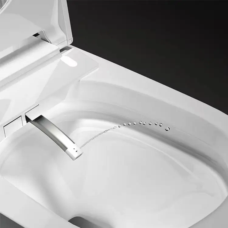 Stock White Ceramic Bathroom Toilet WC Smart Bidet Seat Auto Flush Heated Adjustable Temperature Elongated S-Trap Floor Mounted