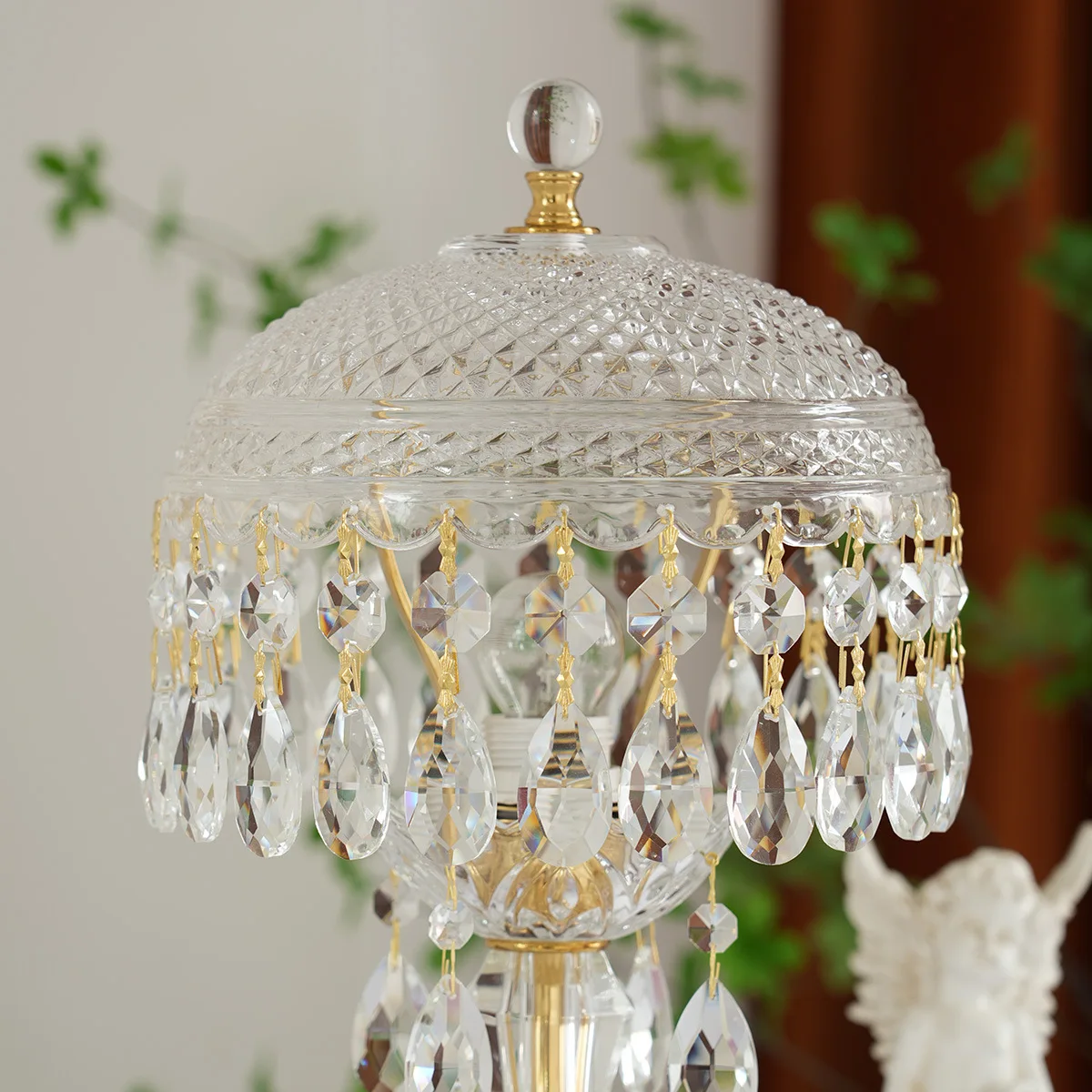 

French all-copper glass pendant crystal table lamp, high-end living room decoration ins girl bedroom bedside lamp