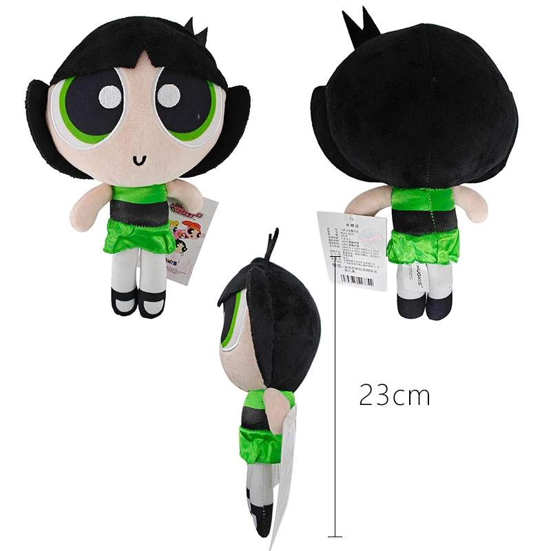 Powerpuff الفتيات ألعاب من القطيفة 23 سنتيمتر لطيف زهر Buttercup فقاعات محشوة الدمى أنيمي الكرتون هدايا للأطفال الأطفال