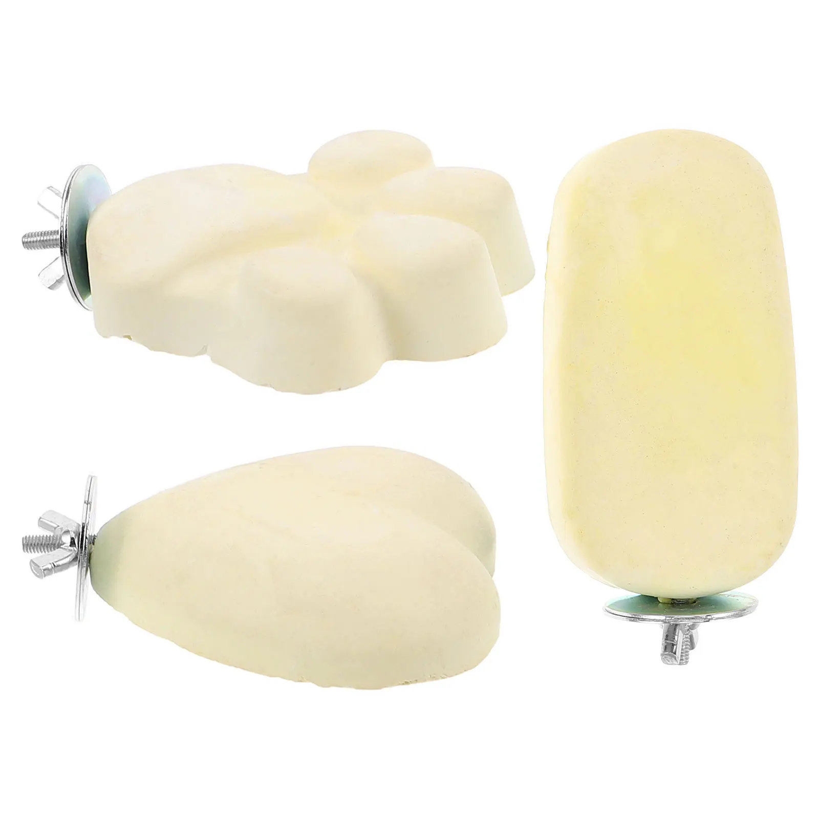 

3pcs Pet Bird Grinding Natural Calcium Sulfate Perch For Parakeets Conures Medium Parrots Bird Cage Platform Stand Playground