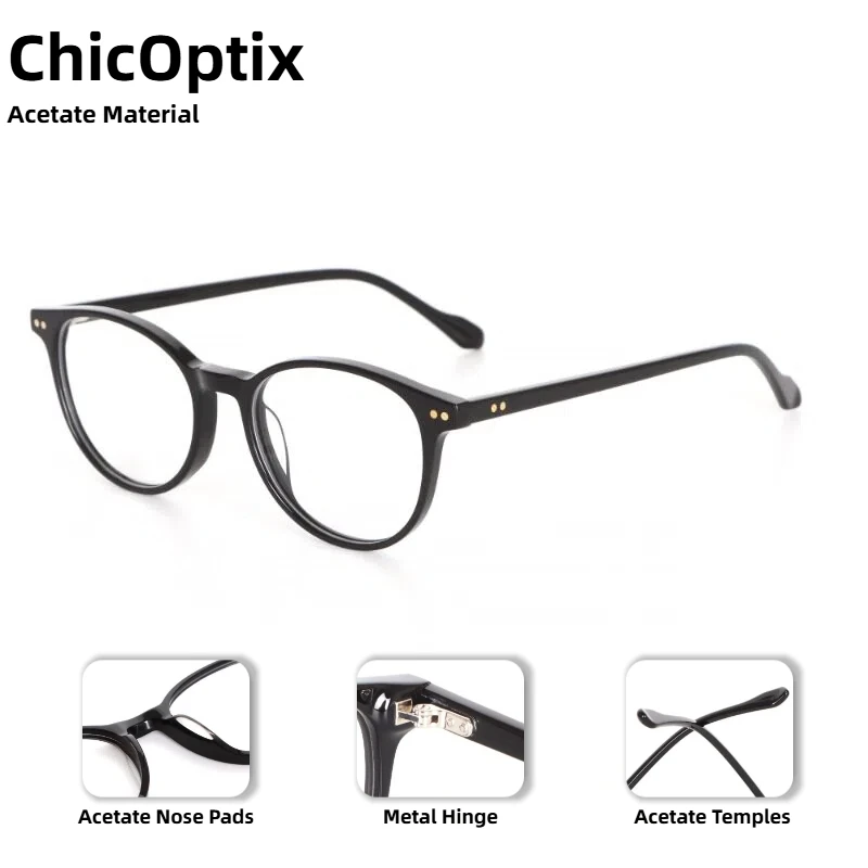 

Classic Round Retro Women's Optical Glasses Luxury Fashion Men's Literary High-Quality Plate Frame Decorative Glasses