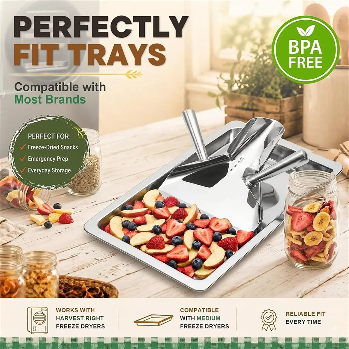 Stainless Steel Freeze Dryer Scoop for Quick Fill Bagging of Freeze-Dried Food & Candy