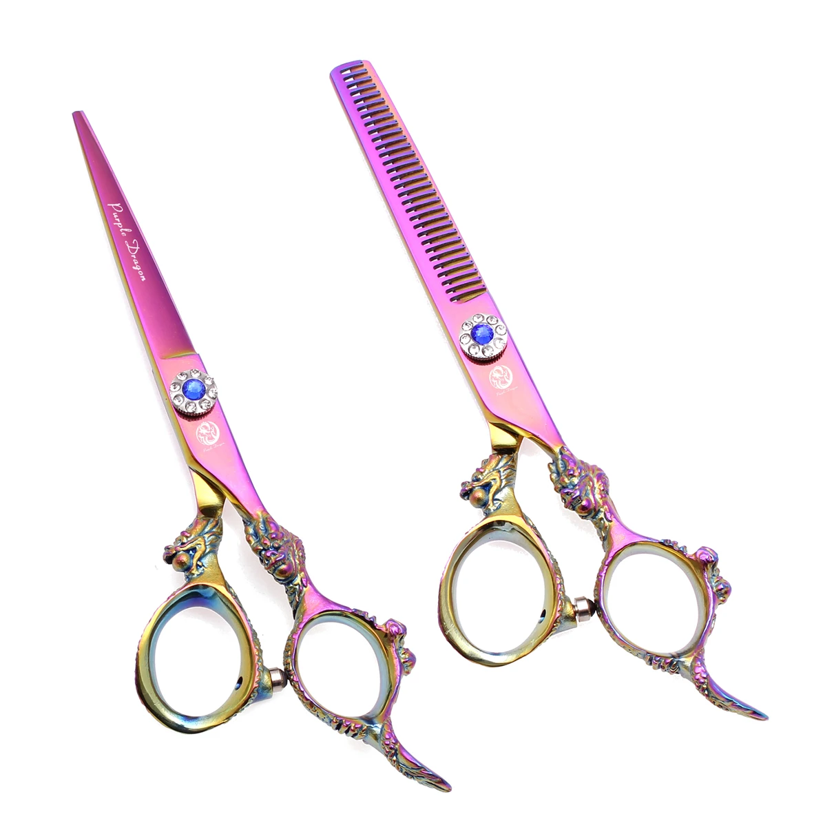 مقص قص الشعر المهنية الأرجواني التنين 5.5 "6" اليابان 440C صالون حلاقة مقصات تحفيف الشعر مقصات الحلاقة Z9004