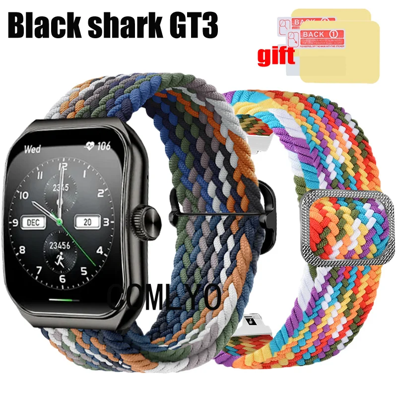 For Black shark GT3 Smart Watch Strap Women men Band Nylon Belt Adjustable Soft Breathable Wristband Screen Protector Film