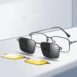 COHK Metal Anti Blue Light Glasses With Magnet Clip On Polarized Sunglasses Men 2024 New Style 3 In 1 Sun Glasses UV400 Eyewear