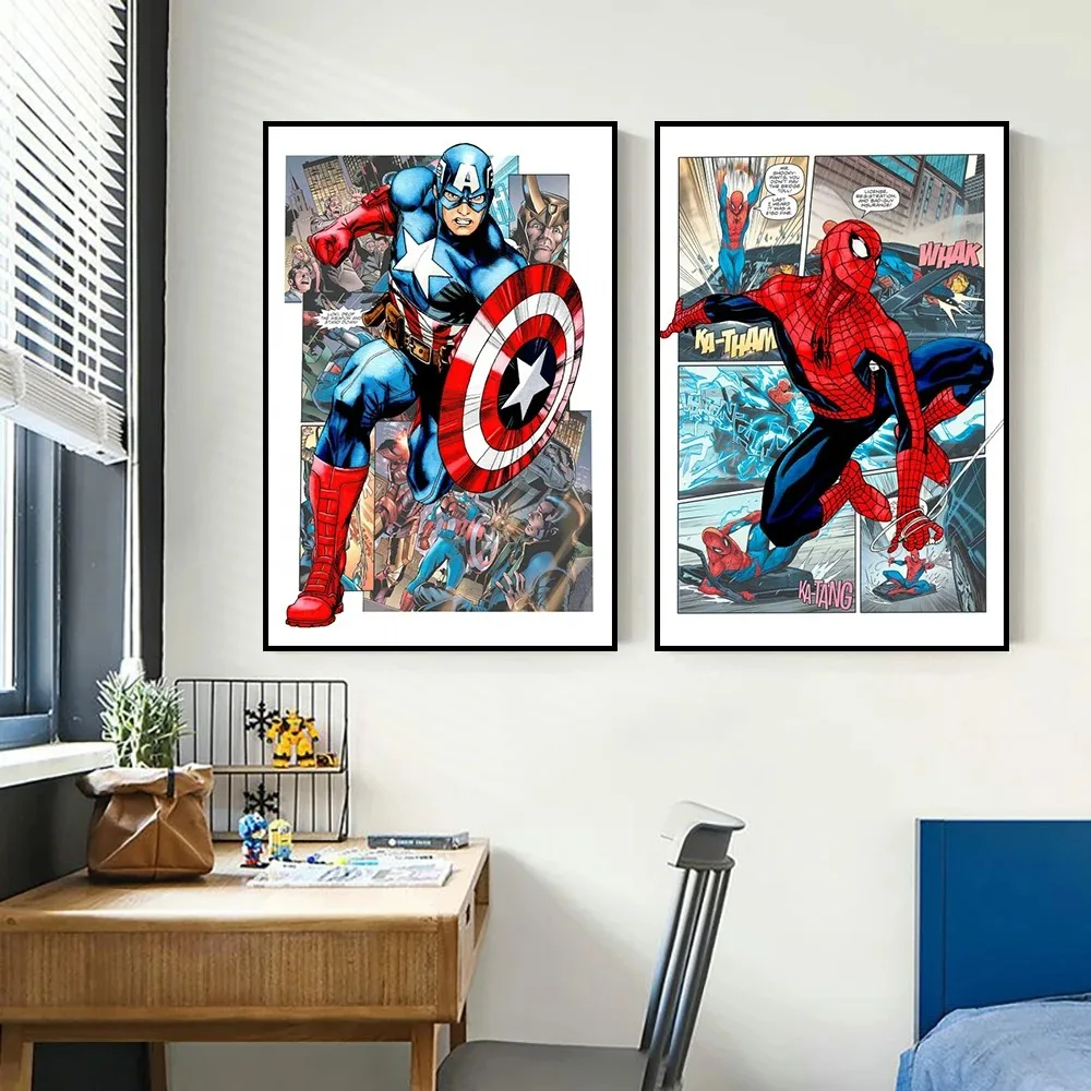 Marvel Movie Poster Spiderman Canvas Painting Iron Man Hulk Art Print Kids Room Decoration Mural for Modern Home Wall Decor Gift