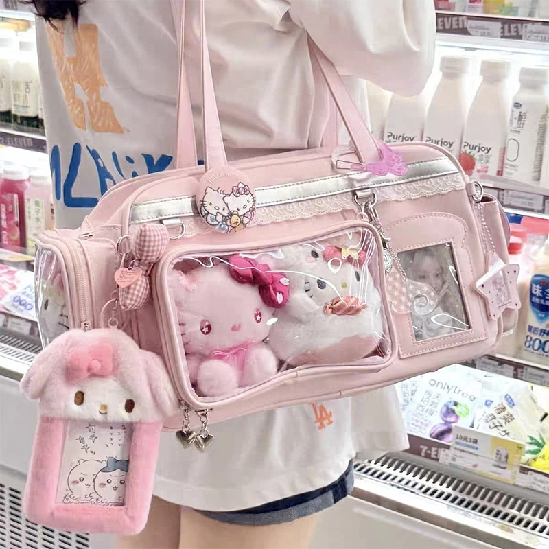 

New Concert Ita Bags Y2k Cute Jk Girl Shoulder Bags Badge Display Transparent Crossbody Bag Stylish Large-capacity Commuter Bags