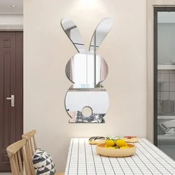 Attractive Artistic DIY Mirror Rabbit ShapeTile Decals for Kindergarten DIY Mirror Tile Decals Home Decor Wall Sticker Bathroom