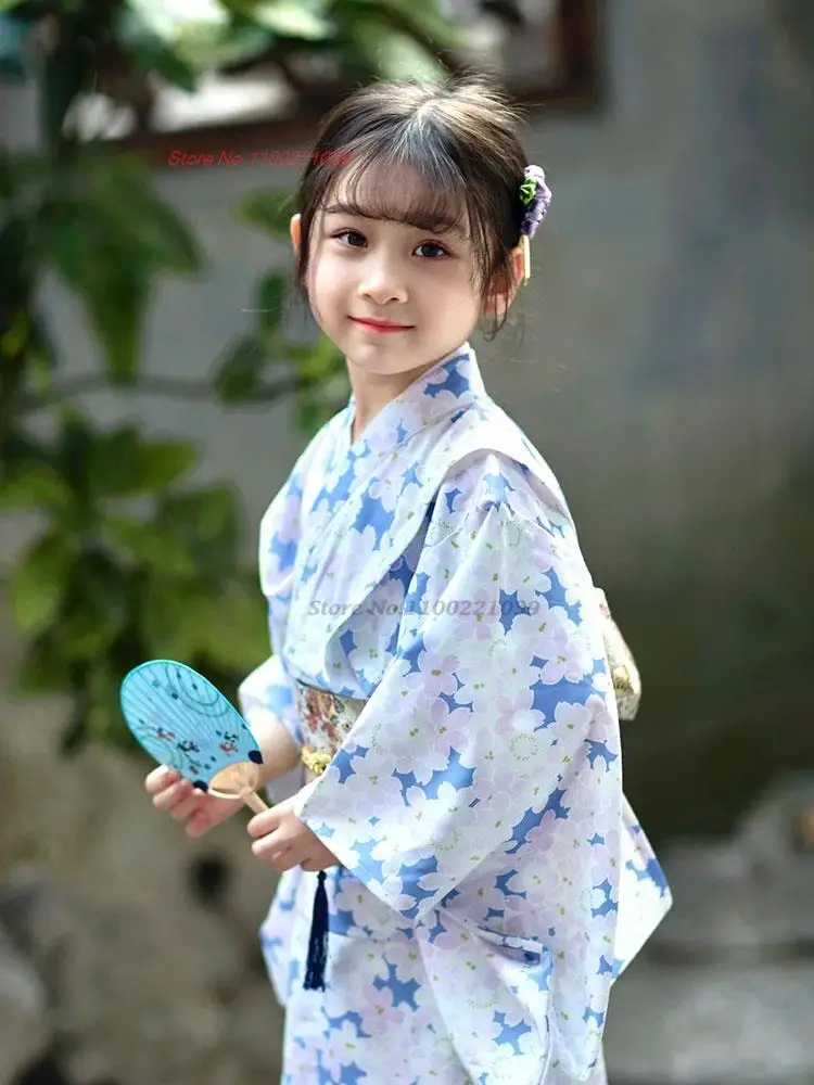 

2024 children japanese traditional kimono national flower print kimono robe traditional kimono yukata girl photography clothing