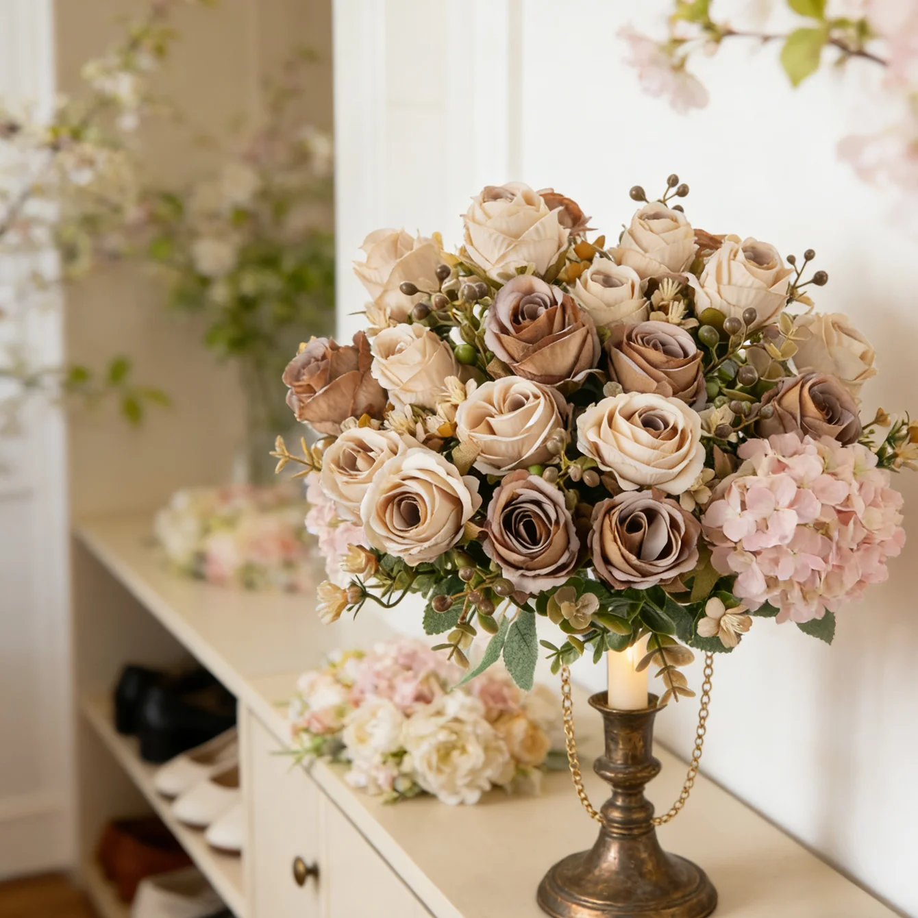 Silk Artificial Flowers Rose Valentine's Day Wedding Bridal Bouquet Home Vase Outdoor Yard Garden Arch Diy Gift Box Cheap Decora
