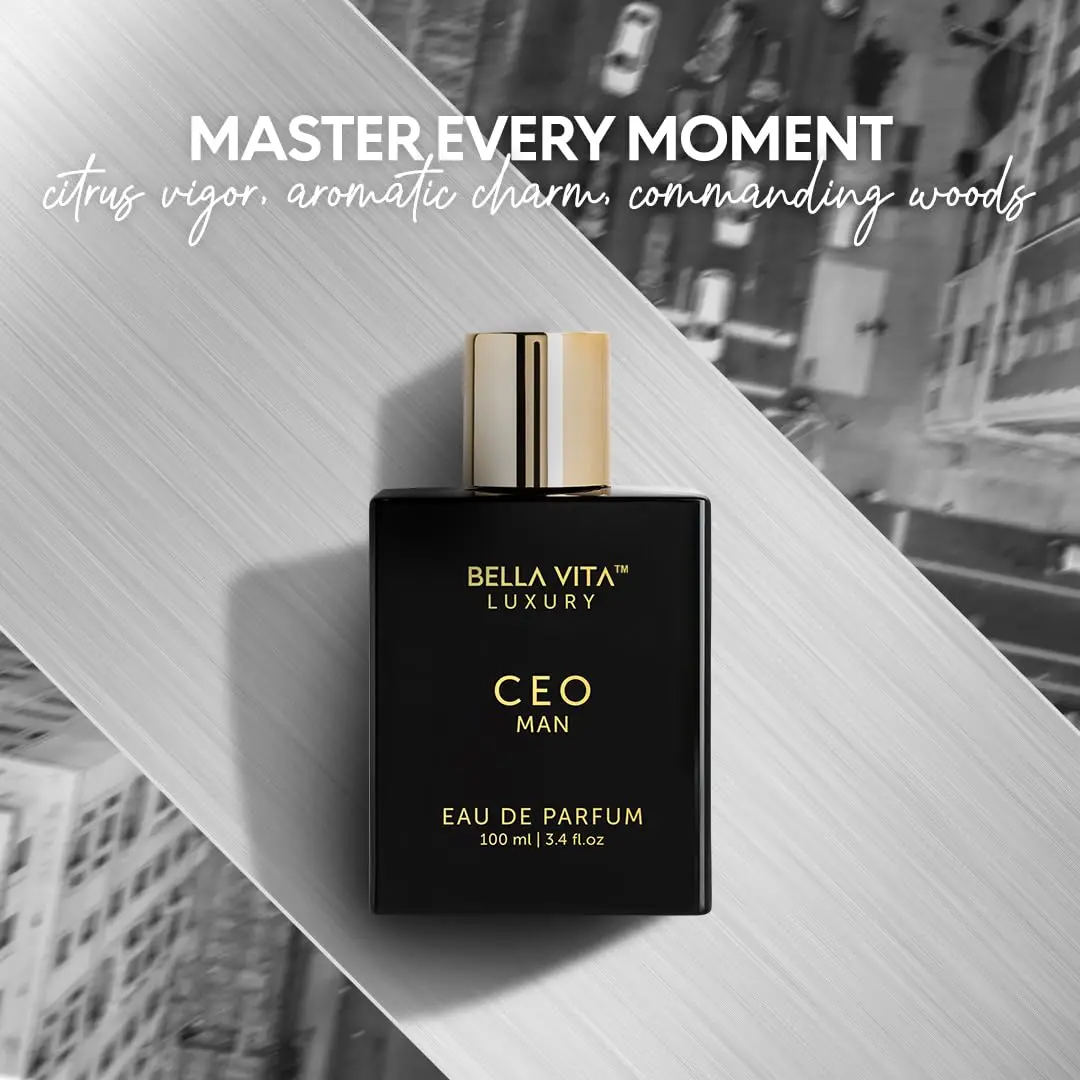 عطر BellaVita Luxury CEO Man 3.4 أونصة، عطر يدوم طويلاً مع الليمون واللافندر، تونكا فيتيفر، موس، هدية للرجال