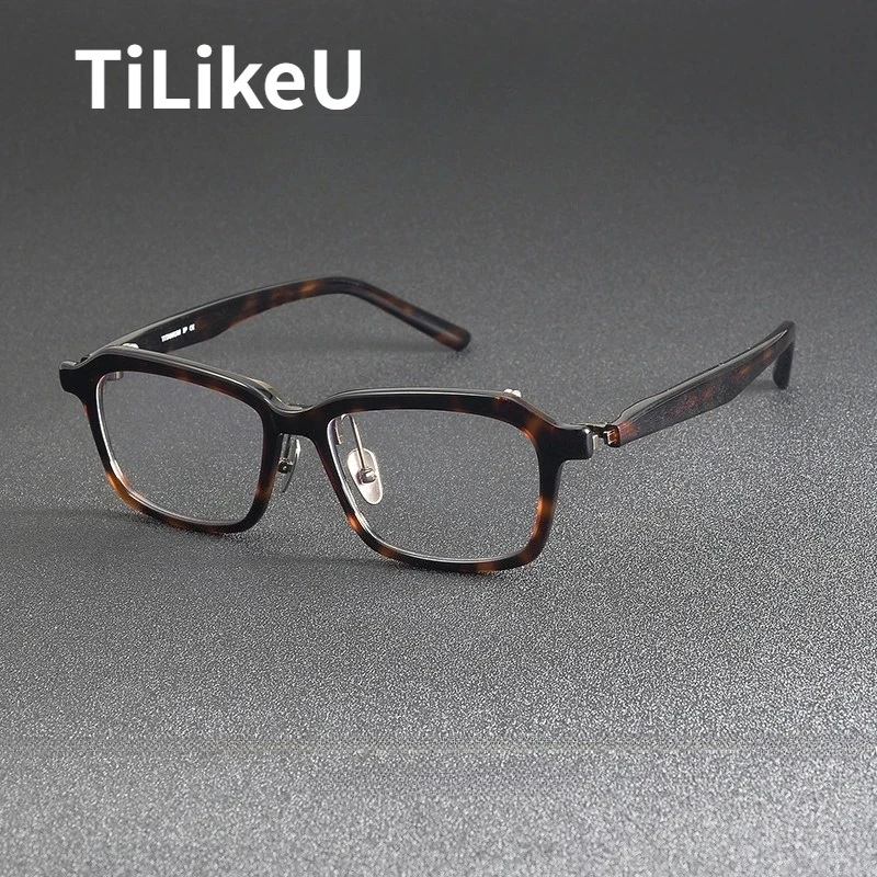 

Vintage Square Acetate Titanium Flip Up Eyeglasses Frames luxury Brand Designer Men Retro Square Prescription Eyeglasses Frames